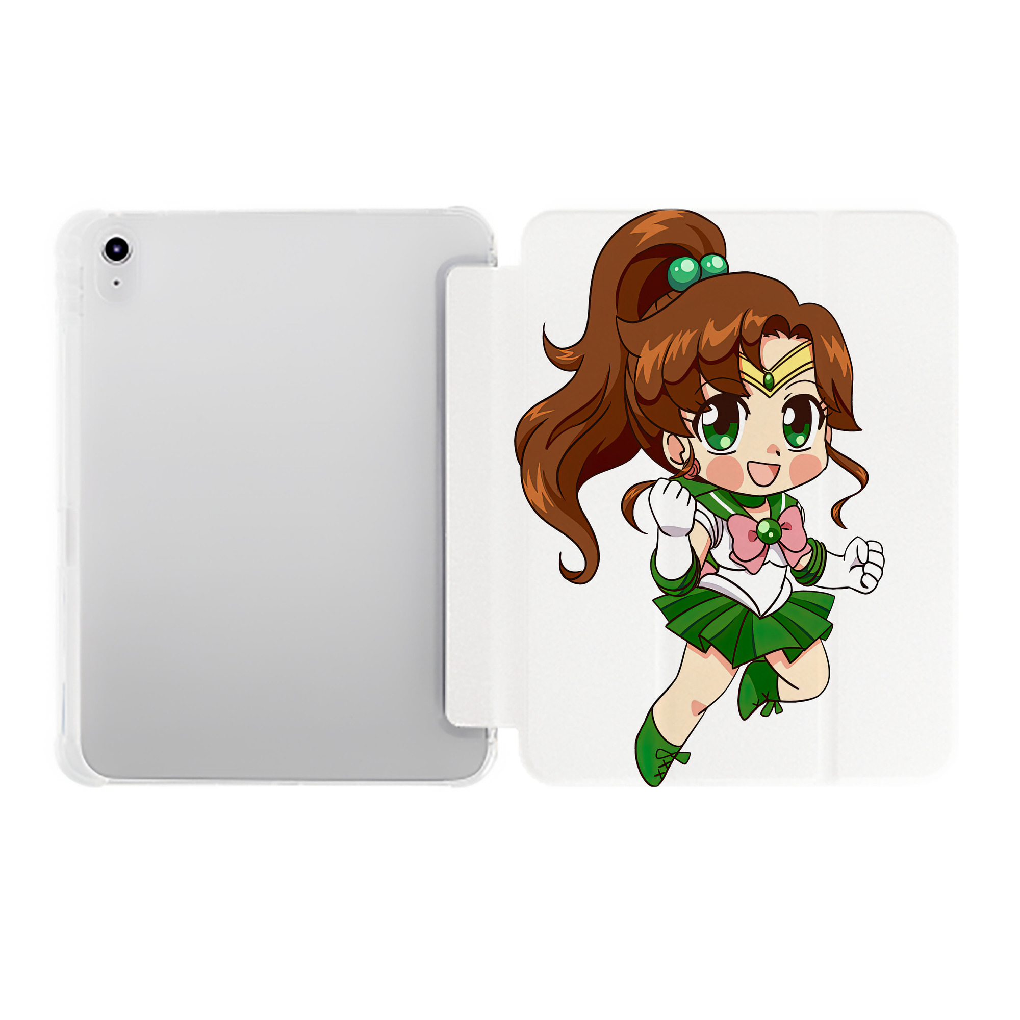 （画像用） 美少女戦士セーラームーン 木野 まこと きの まこと Sailor Moon Kino Makoto （セーラージュピター；Sailor Jupiter） IPad ケース ペン収納付き 三つ折りスタンド PUレザー×シリコン 対応機種9.5/10.5/10.9インチ